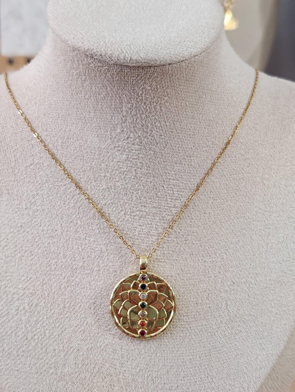 Lotus Chakra Pendant Slider Necklace